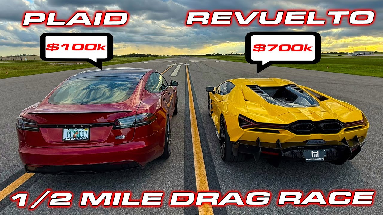 Žiūrėkite šias 700 000 USD vertės „Lamborghini Revuelto Drag Race“