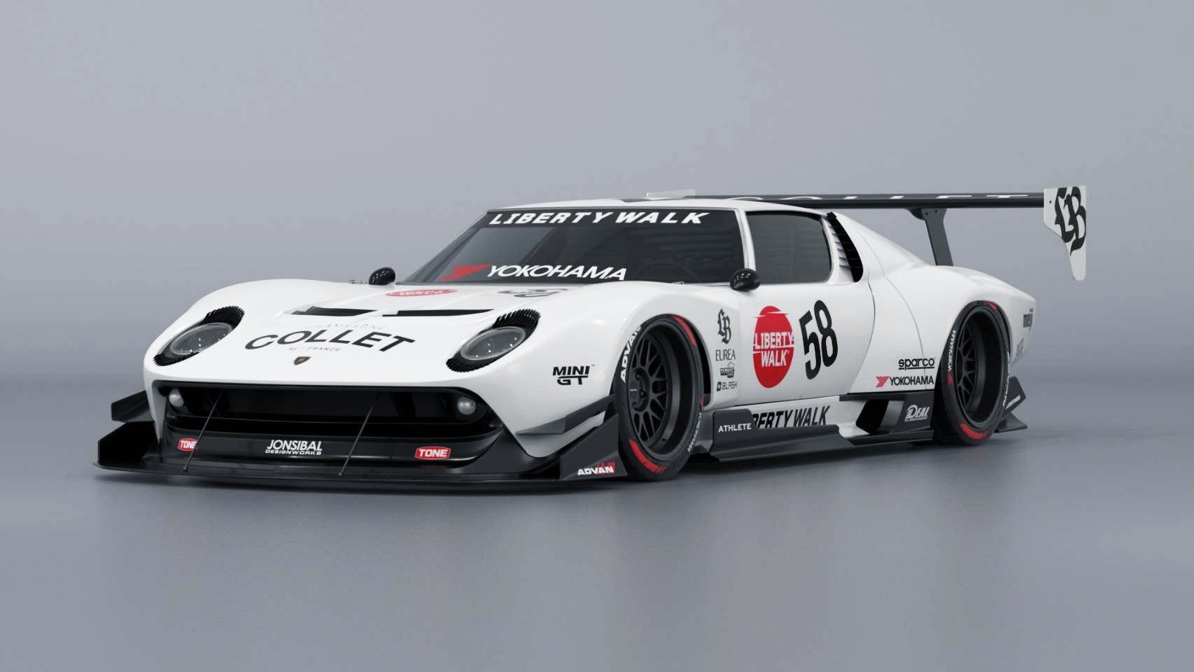 „Liberty Walk“ pristato naują pritaikytą „Lamborghini Miura“.
